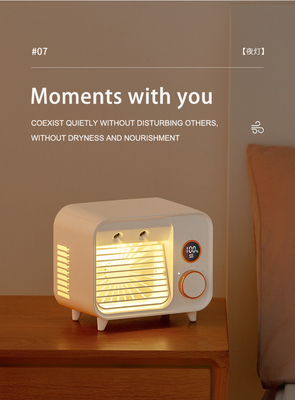 USB Mini Portable Wireless Fan Cooler com pulverizador da luz e da névoa da noite do diodo emissor de luz