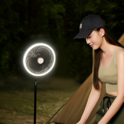 Fã de tabela sem fio recarregável da barraca 10000mAh do diodo emissor de luz do fã de teto do tripé direito