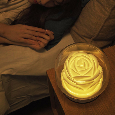 A flor do humidificador do difusor 400ml do óleo do aroma da luz da noite do ED dá forma a branco